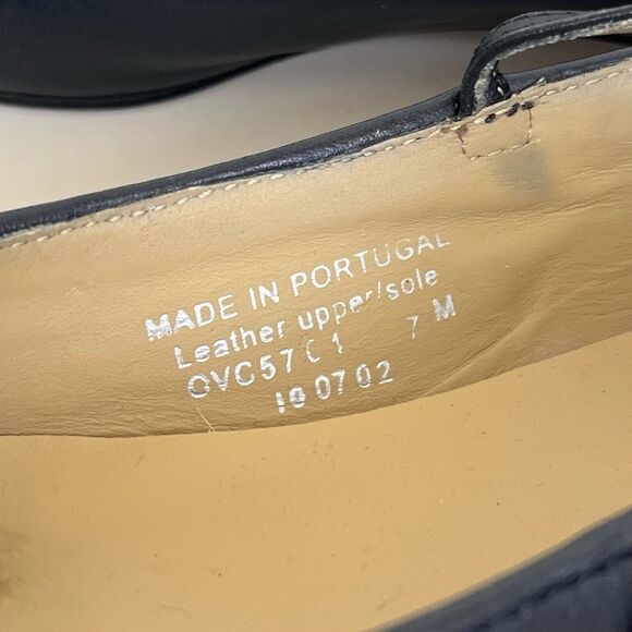 LL Bean Mary Jane Leather Shoes Sz 7 Square Toe Twee Balletcore Made in Portugal - Picture 10 of 11